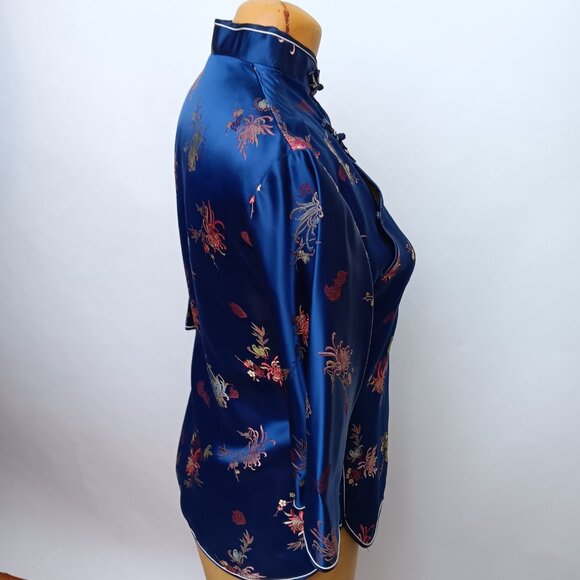 Cheongsam Top Mandarin Collar Knotted Buttons Womens size 40 Traditional Chinese - Picture 13 of 16